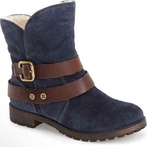 Women’s Size 7W Naturalizer N5 Comfort Talley Blue Leather Upper Sherling Bootie